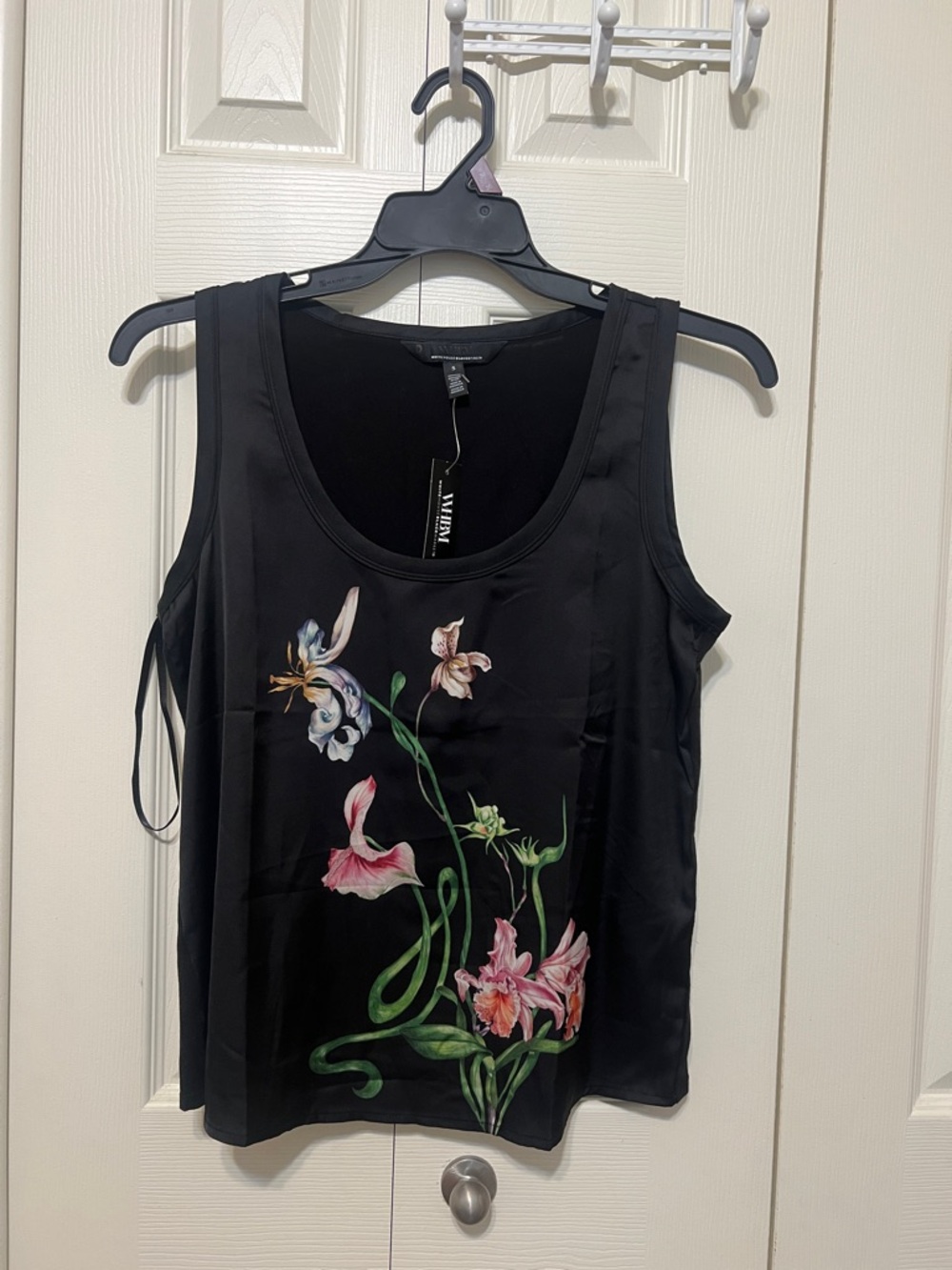 WHBM Satin Scoop Neck Tank with Floral Print